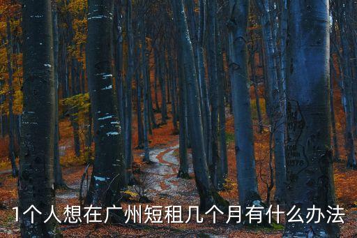 1個人想在廣州短租幾個月有什么辦法
