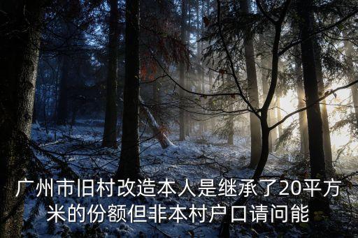 廣州市舊村改造本人是繼承了20平方米的份額但非本村戶口請(qǐng)問(wèn)能
