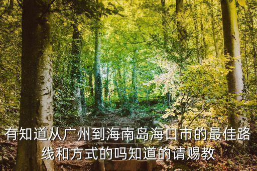 有知道從廣州到海南島海口市的最佳路線和方式的嗎知道的請賜教