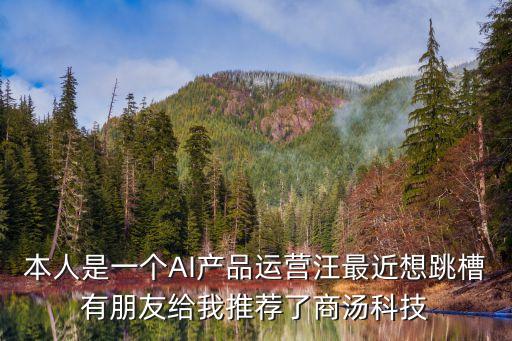 本人是一個AI產品運營汪最近想跳槽有朋友給我推薦了商湯科技