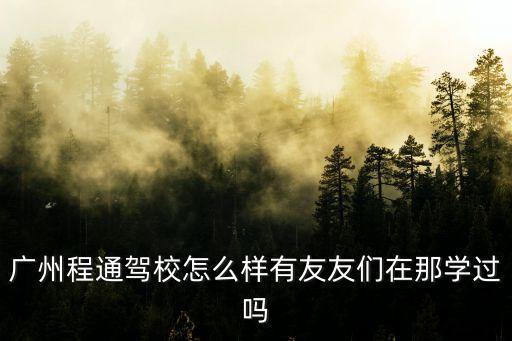 廣州程通駕校怎么樣有友友們在那學過嗎