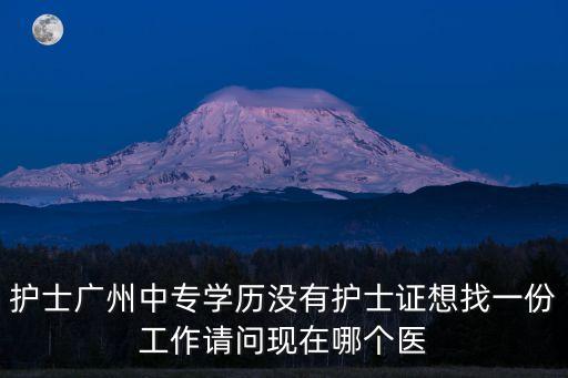 護士廣州中專學歷沒有護士證想找一份工作請問現在哪個醫