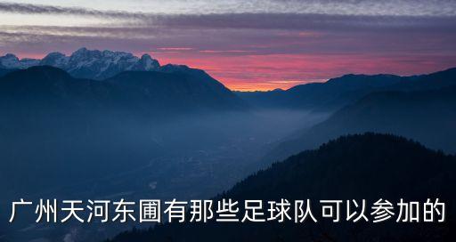 廣州足球隊參賽，廣州天河東圃有那些足球隊可以參加的