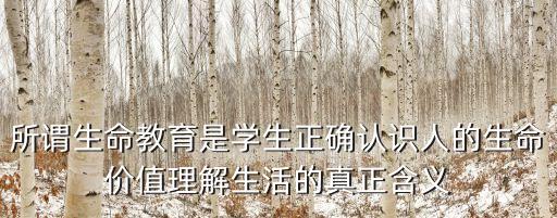 生命教育的意義，為什么要對學生進行生命教育