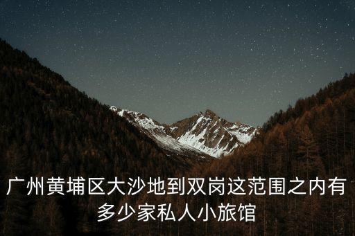 廣州黃埔區大沙地到雙崗這范圍之內有多少家私人小旅館