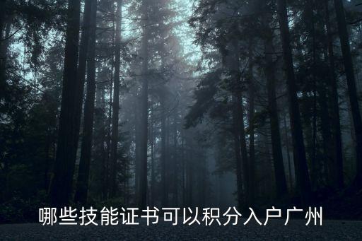 哪些技能證書可以積分入戶廣州