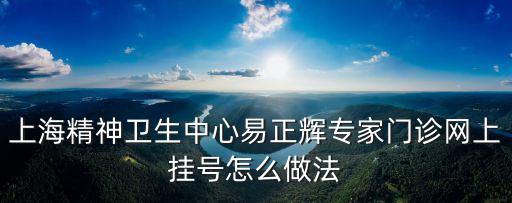 上海精神衛(wèi)生中心易正輝專家門診網(wǎng)上掛號怎么做法