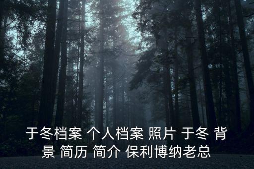 于冬檔案 個人檔案 照片 于冬 背景 簡歷 簡介 保利博納老總