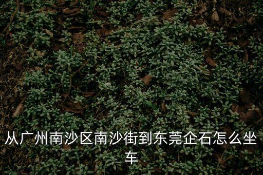 從廣州南沙區(qū)南沙街到東莞企石怎么坐車