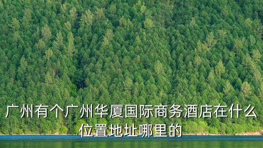 廣州有個廣州華廈國際商務酒店在什么位置地址哪里的