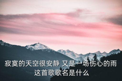寂寞的天空很安靜 又是一場傷心的雨 這首歌歌名是什么