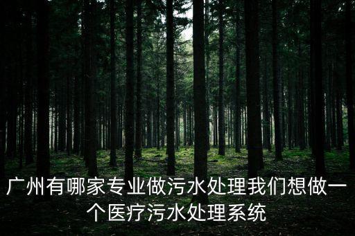 廣州污水處理成套服務熱線，廣州有哪家專業做污水處理我們想做一個醫療污水處理系統