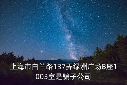 上海市白蘭路137弄綠洲廣場B座1003室是騙子公司