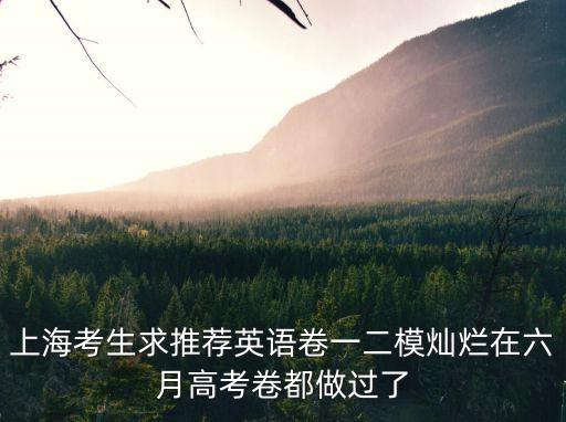 上海考生求推薦英語卷一二模燦爛在六月高考卷都做過了