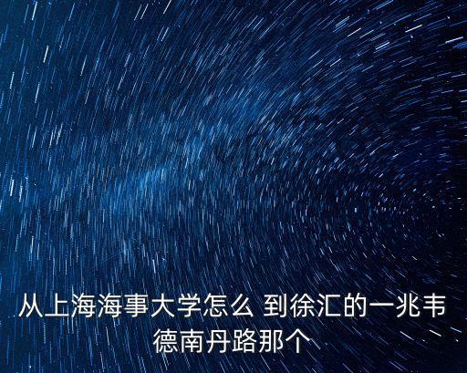 從上海海事大學怎么 到徐匯的一兆韋德南丹路那個