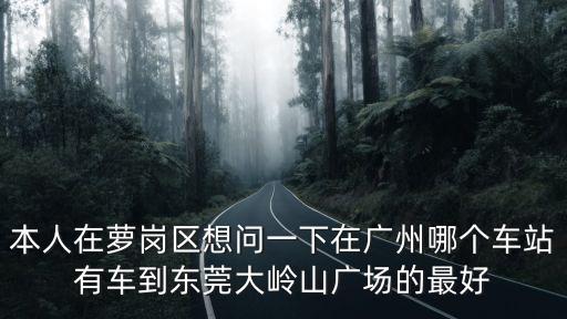 本人在蘿崗區想問一下在廣州哪個車站有車到東莞大嶺山廣場的最好