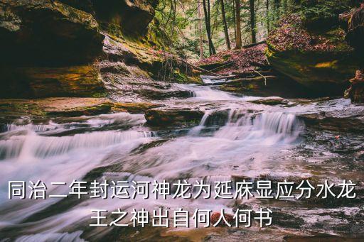 同治二年封運河神龍為延庥顯應分水龍王之神出自何人何書