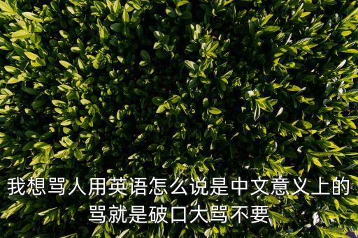 罵的英文，罵人的英語單詞