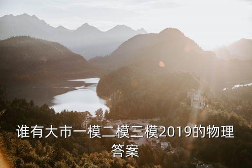 上海市2019年一模物理答案，一模考卷答案