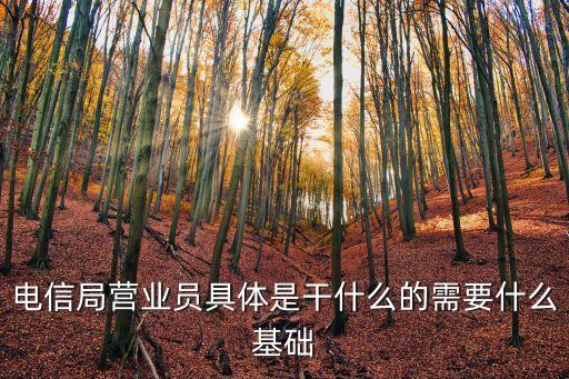 電信局營(yíng)業(yè)員具體是干什么的需要什么基礎(chǔ)