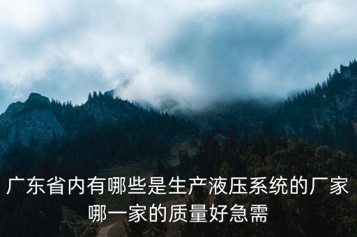 廣東省內有哪些是生產液壓系統的廠家哪一家的質量好急需