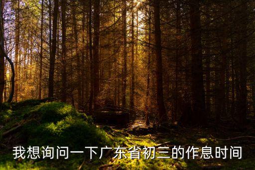 廣州初三早上的時間表，我想詢問一下廣東省初三的作息時間