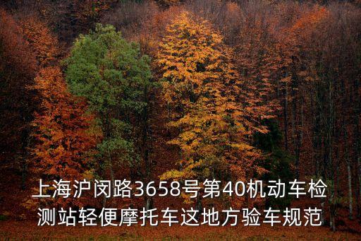 上海滬閔路3658號第40機動車檢測站輕便摩托車這地方驗車規范