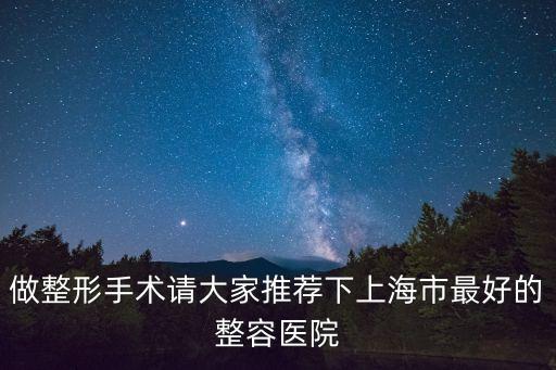 做整形手術請大家推薦下上海市最好的整容醫院
