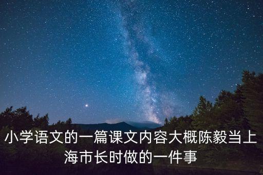 陳陳毅上海市長，小學語文的一篇課文內容大概陳毅當上海市長時做的一件事