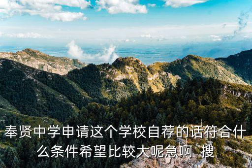 奉賢中學申請這個學校自薦的話符合什么條件希望比較大呢急啊  搜