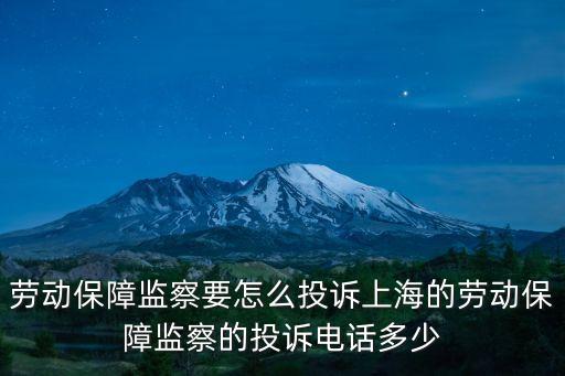 上海市勞動保障監察大隊電話，上海勞動監察大隊的電話
