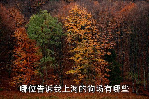 哪位告訴我上海的狗場有哪些