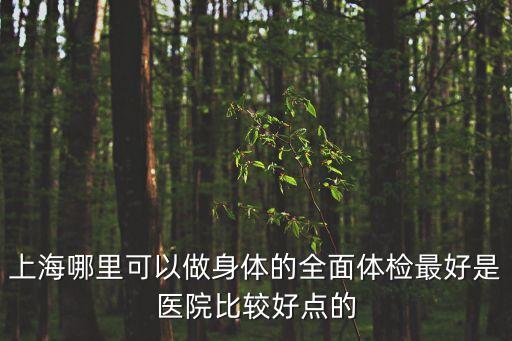 上海哪里可以做身體的全面體檢最好是醫(yī)院比較好點的