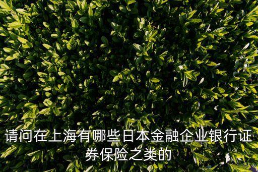 上海市金融旗艦企業，請問在上海有哪些日本金融企業銀行證券保險之類的