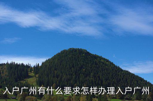 入戶廣州有什么要求怎樣辦理入戶廣州