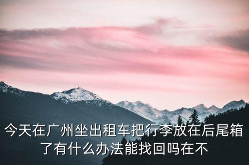 今天在廣州坐出租車把行李放在后尾箱了有什么辦法能找回嗎在不