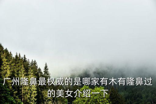 廣州隆鼻最權威的是哪家有木有隆鼻過的美女介紹一下