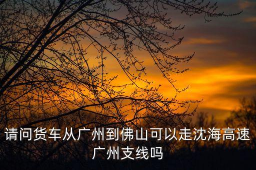 從廣州開車去佛山送貨，請問貨車從廣州到佛山可以走沈海高速廣州支線嗎