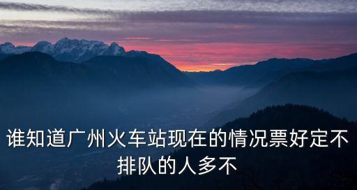 誰(shuí)知道廣州火車(chē)站現(xiàn)在的情況票好定不排隊(duì)的人多不