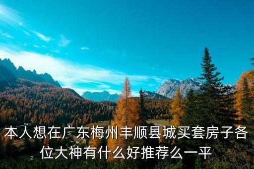 廣州梅州最好的樓盤，本人想在廣東梅州豐順縣城買套房子各位大神有什么好推薦么一平