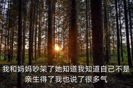 我和媽媽吵架了她知道我知道自己不是親生得了我也說了很多氣