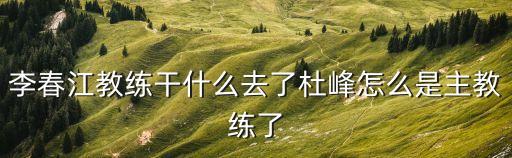 李春江教練干什么去了杜峰怎么是主教練了