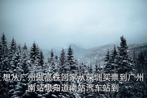 從廣州坐高鐵回家，想從廣州做高鐵回家從深圳買票到廣州南站想知道南站汽車站到