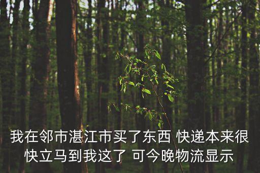 我在鄰市湛江市買了東西 快遞本來很快立馬到我這了 可今晚物流顯示