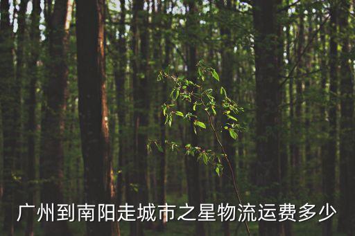 廣州到南陽走城市之星物流運費多少