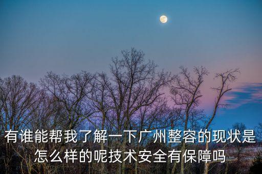 有誰能幫我了解一下廣州整容的現狀是怎么樣的呢技術安全有保障嗎