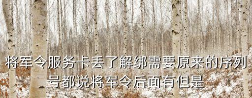 將軍令服務(wù)卡丟了解綁需要原來的序列號(hào)都說將軍令后面有但是