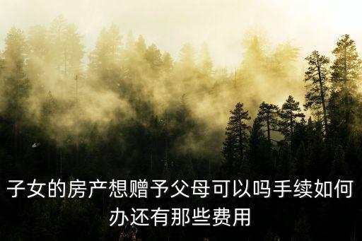 子女的房產想贈予父母可以嗎手續如何辦還有那些費用