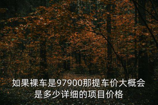 如果裸車是97900那提車價大概會是多少詳細(xì)的項(xiàng)目價格