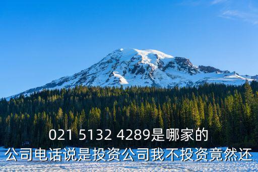 021 5132 4289是哪家的公司電話說是投資公司我不投資竟然還